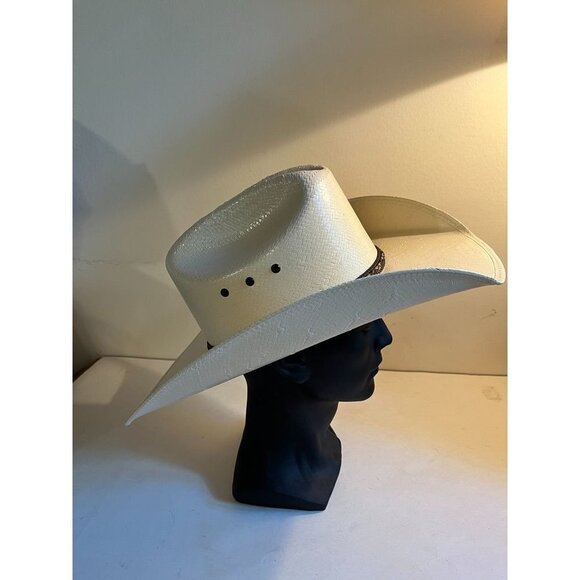 Justin's Mens Cowboy Western Hat Straw Light Beige Size 56 / 7